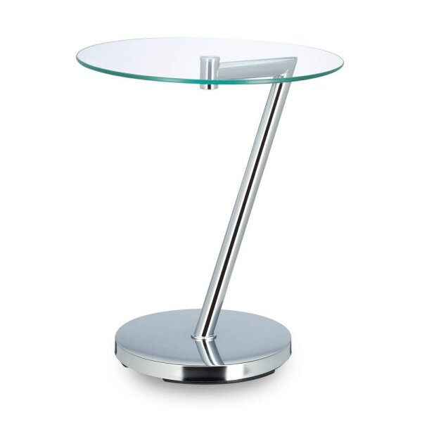 relaxdays Beistelltisch rund Glas silber 45,0 x 45,0 x 52,0 cm, 1 St.