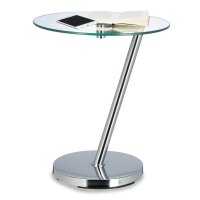 relaxdays Beistelltisch rund Glas silber 45,0 x 45,0 x...
