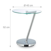 relaxdays Beistelltisch rund Glas silber 45,0 x 45,0 x 52,0 cm, 1 St.