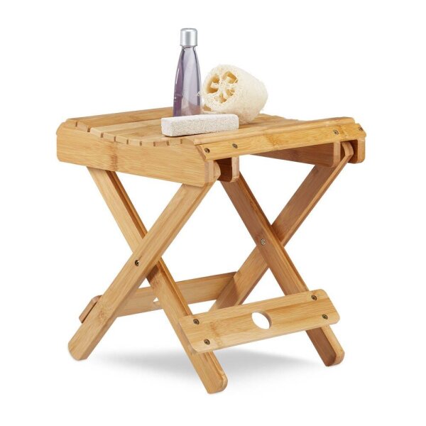 relaxdays Klapphocker natur 2x 2 Sprossen, H: 31,5 cm