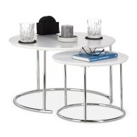 relaxdays Beistelltische-Set rund MDF-Platte weiß,...