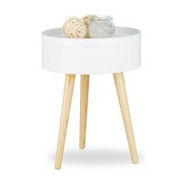 relaxdays Beistelltisch rund Holz weiß 38,0 x 38,0...