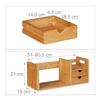 relaxdays Schreibtisch-Organizer braun 80,5 x 19,0 x 21,0 cm, 1 St.