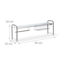 relaxdays Küchen-Organizer weiß, silber 94,0 x 23,0 x 32,0 cm, 1 St.