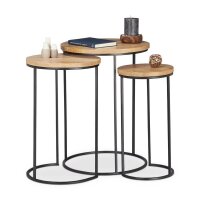 relaxdays Beistelltische-Set rund Holz braun, 3 St.