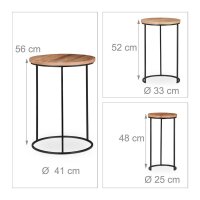 relaxdays Beistelltische-Set rund Holz braun, 3 St.