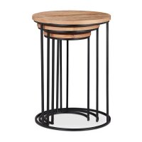 relaxdays Beistelltische-Set rund Holz braun, 3 St.