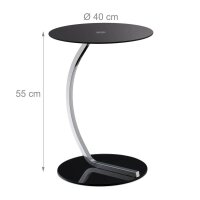 relaxdays Beistelltisch rund Glas schwarz 40,0 x 40,0 x 55,0 cm, 1 St.