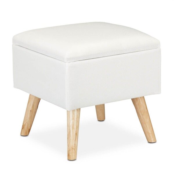 relaxdays Wohnzimmer-Hocker mit Stauraum 10029605_49 weiß, 1 St.