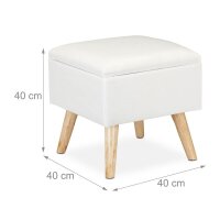 relaxdays Wohnzimmer-Hocker mit Stauraum 10029605_49 weiß, 1 St.