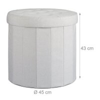 relaxdays Wohnzimmer-Hocker mit Stauraum 10022874_550 creme, 1 St.