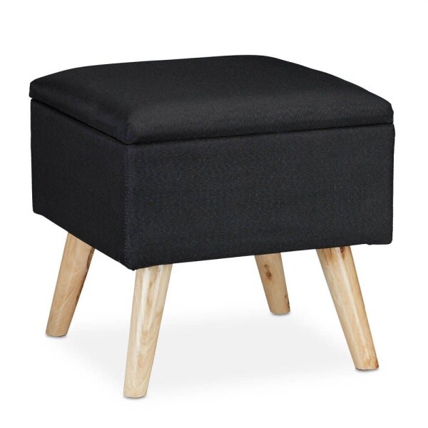 relaxdays Wohnzimmer-Hocker mit Stauraum 10029605_46 schwarz, 1 St.