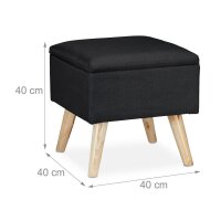 relaxdays Wohnzimmer-Hocker mit Stauraum 10029605_46 schwarz, 1 St.