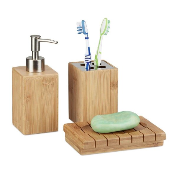 relaxdays Badaccessoires-Set braun, 1 Set