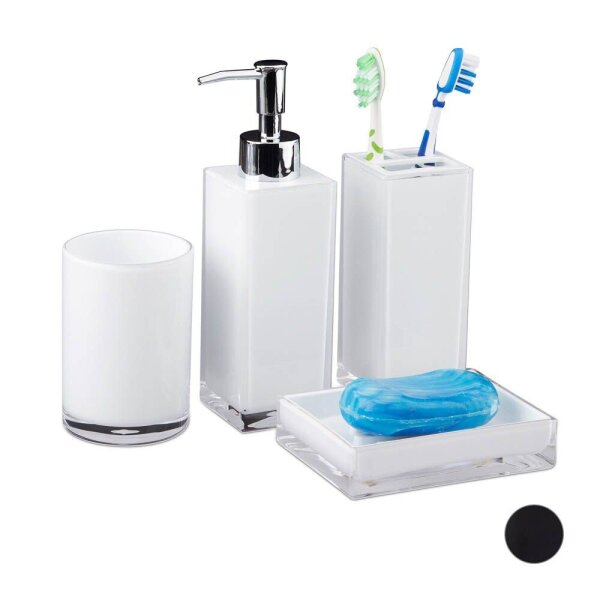 relaxdays Badaccessoires-Set weiß, 1 Set