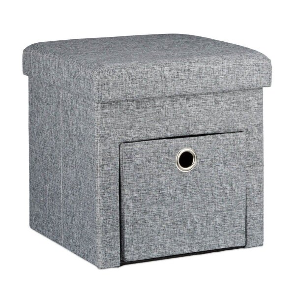 relaxdays Wohnzimmer-Hocker mit Stauraum 10020369_111 grau, 1 St.