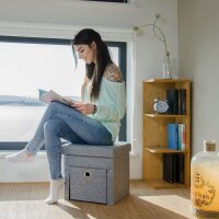 relaxdays Wohnzimmer-Hocker mit Stauraum 10020369_111 grau, 1 St.