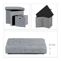 relaxdays Wohnzimmer-Hocker mit Stauraum 10020369_111 grau, 1 St.