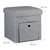 relaxdays Wohnzimmer-Hocker mit Stauraum 10020369_111 grau, 1 St.