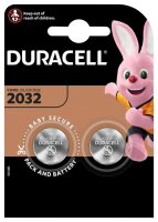 DURACELL Knopfzellen CR2032 Lithium 3,0 V, 2 St.