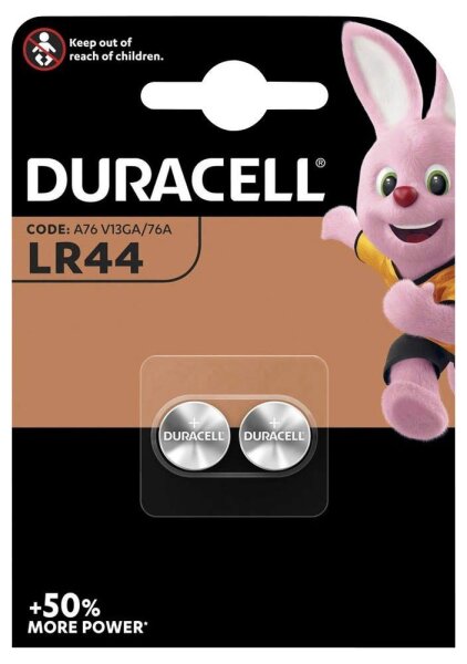 DURACELL Knopfzellen LR44 Alkali-Mangan 1,5 V, 2 St.