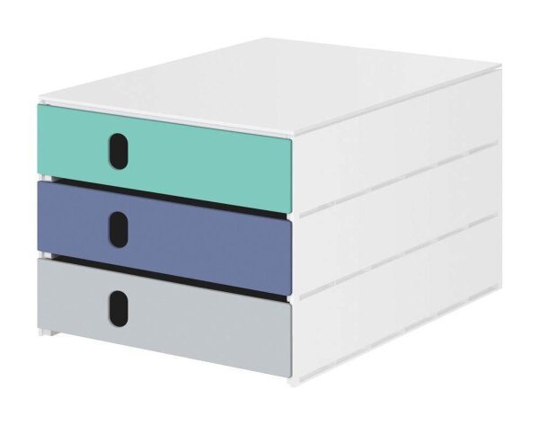 styro Schubladenbox styroval pro feelings Sea Shore  grün, blau, grau 14-8050.Au, DIN A4 mit 3 Schubladen, 1 St.