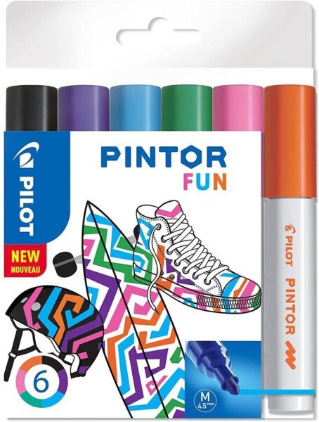 PILOT PINTOR FUN Kreativmarker farbsortiert 4,0 - 12,0 mm, 6 St.