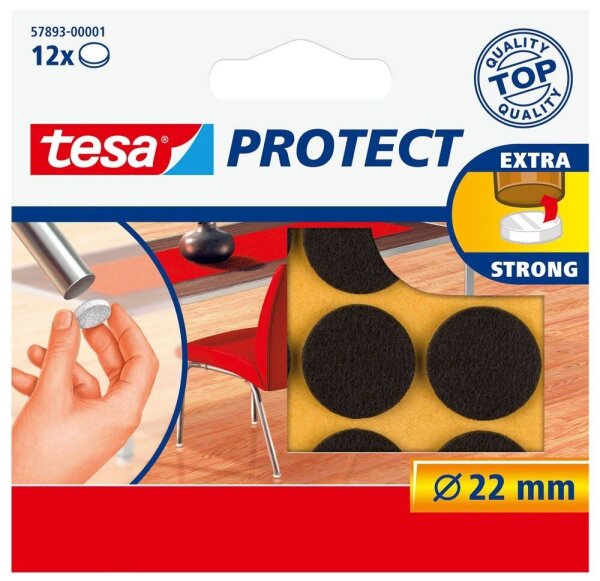 tesa Protect® Filzgleiter Kunststoff Ø 2,2 cm, 12 St.
