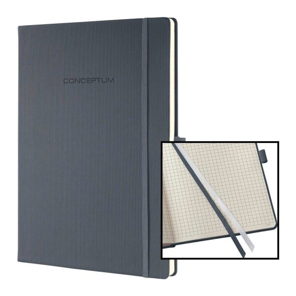SIGEL Notizbuch Conceptum® ca. DIN A4 kariert, dunkelgrau Hardcover 194 Seiten, 1 St.