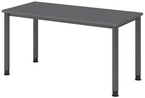 HAMMERBACHER HS614 Schreibtisch grafit rechteckig, 4-Fuß-Gestell grau 140,0 x 67,2 cm