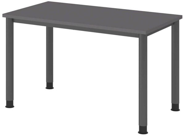 HAMMERBACHER HS612 Schreibtisch grafit rechteckig, 4-Fuß-Gestell grau 120,0 x 67,2 cm