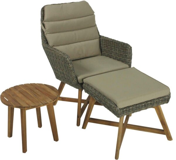 Garden Pleasure Loungesessel CALVIA braun Kunststoff, Metall, 6-teilig
