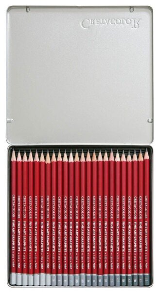 Brevilliers CRETACOLOR CLEOS-Fine Art Graphit Graphitstifte B, H, HB, 2H, 2B, 9H, 8H, 7H, 6H, 5H, 4H, 3H, F, 3B, 4B, 5B, 6B, 7B, 8B, 9B rot, 24 St.