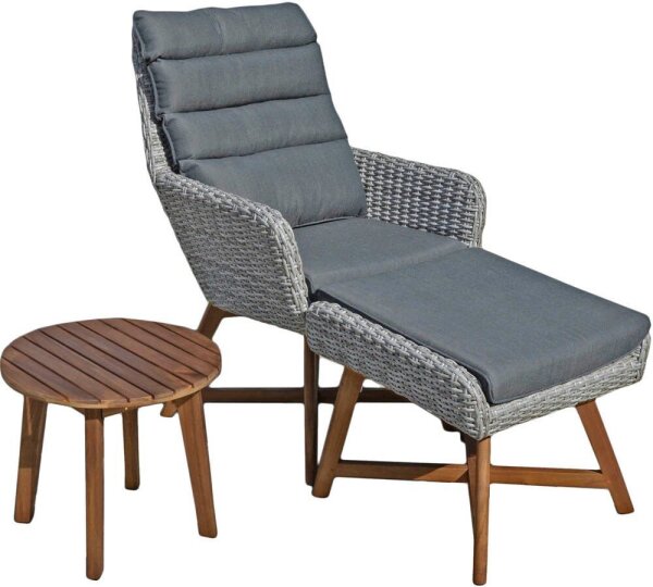 Garden Pleasure Loungesessel CALVIA grau, braun Kunststoff, Metall, 6-teilig