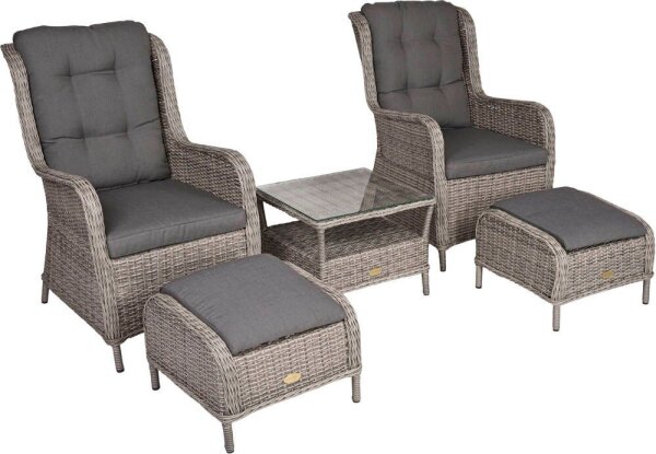 Garden Pleasure Loungegruppe VALENCIA grau, antikgrau Kunststoff, Metall, 11-teilig
