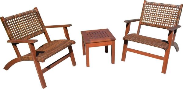 Garden Pleasure Sitzgruppe SONORA, braun Kunststoff, Holz, 3-teilig