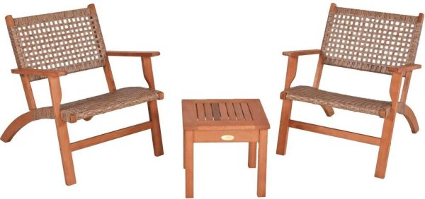 Garden Pleasure Sitzgruppe SONORA, braun Kunststoff, Holz, 3-teilig