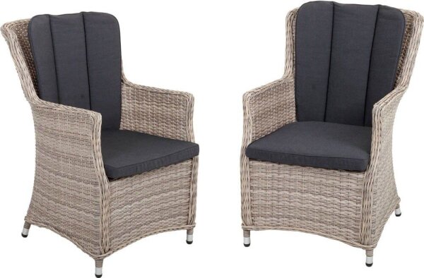 Garden Pleasure Loungesessel DIJON dunkelgrau, grau Kunststoff, Metall, 2-teilig