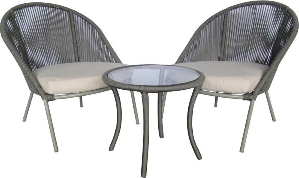 Garden Pleasure Sitzgruppe PIRÄUS hellgrau, graphit Kunststoff, Metall, 5-teilig