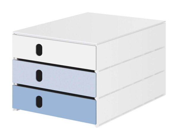 styro Schubladenbox styroval pro feelings Snowflake  weiß, hellblau, blau 14-8050.Sn, DIN A4 mit 3 Schubladen, 1 St.