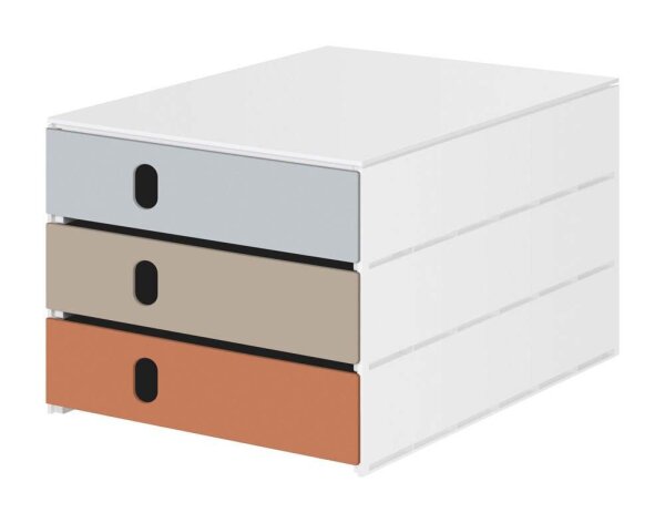 styro Schubladenbox styroval pro feelings, Pebbles  grau, beige, orangebraun 14-8050.Pe, DIN A4 mit 3 Schubladen, 1 St.