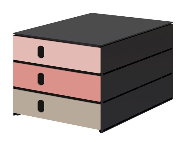 styro Schubladenbox styroval pro feelings Afterglow  rosa, grau 14-8050.Af, DIN A4 mit 3 Schubladen, 1 St.