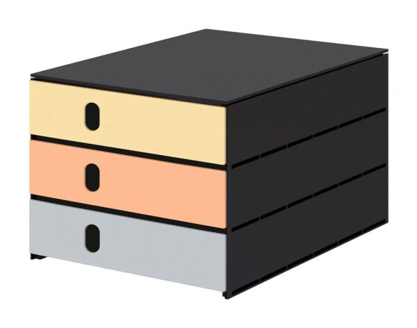 styro Schubladenbox styroval pro feelings Butterfly  orange, gelb, grau 14-8050.Bu, DIN A4 mit 3 Schubladen, 1 St.