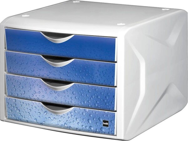 helit Schubladenbox the chameleon  blau H6129634, DIN A4 mit 4 Schubladen, 1 St.
