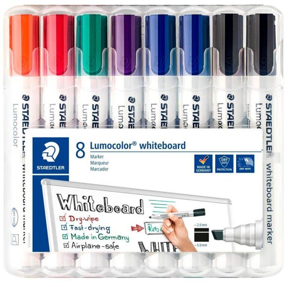 STAEDTLER 351 B WP8X Whiteboard-Marker farbsortiert 2,0 - 5,0 mm, 8 St.