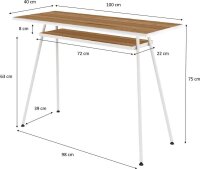 PAPERFLOW easyHome LV1 Schreibtisch walnuss rechteckig, A-Fuß-Gestell weiß 100,0 x 40,0 cm