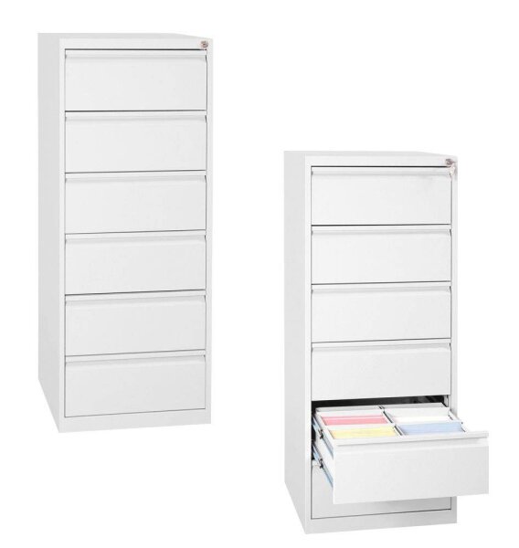 Gürkan Karteischrank reinweiß 6 Schubladen 53,0 x 62,0 x 132,0 cm, 1 St.