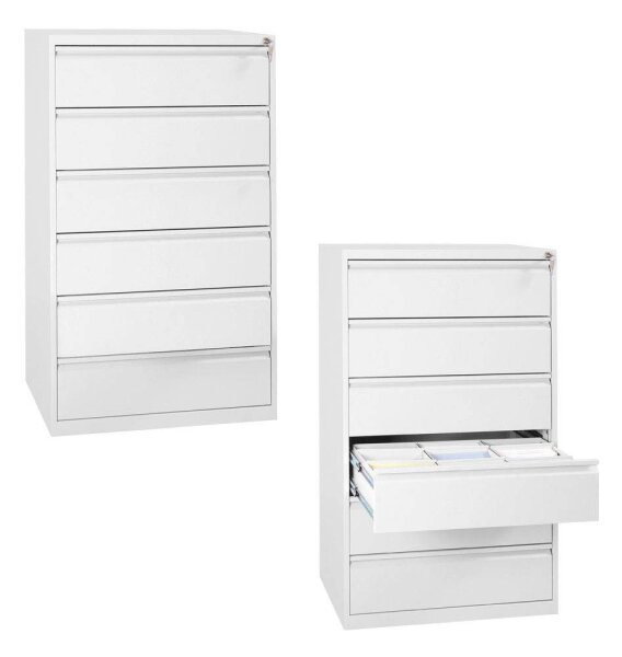 Gürkan Karteischrank reinweiß 6 Schubladen 76,0 x 62,0 x 132,0 cm, 1 St.