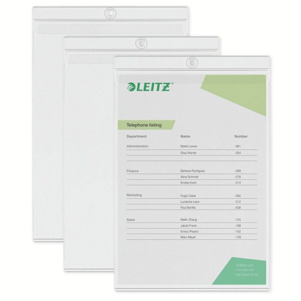 LEITZ Sichttaschen 4094 DIN A4 transparent genarbt 0,18 mm, 10 St.
