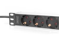 DIGITUS DN-95418 4-fach Steckdosenleiste für Serverschrank 2,0 m schwarz